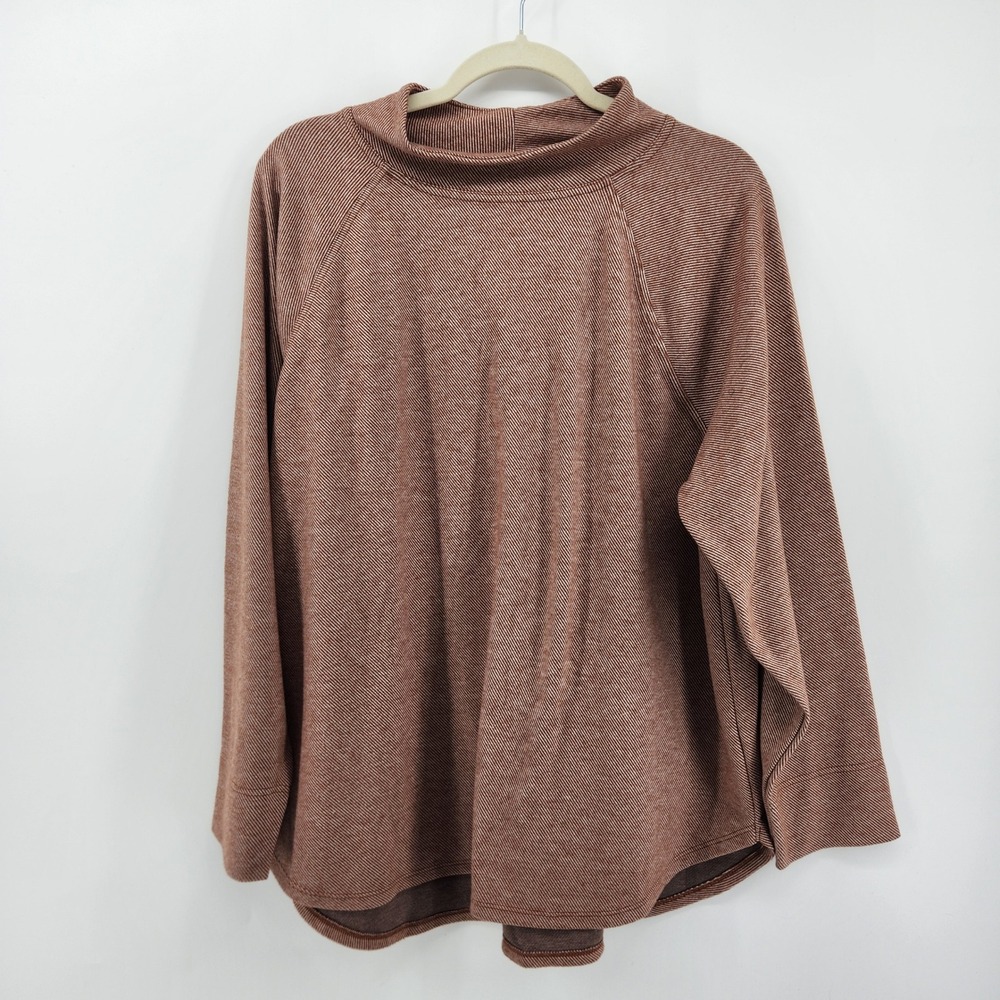 AVA & VIV Womens 1X‎ Mock Neck Long Sleeve Pullover Sweater Striped Pattern Top